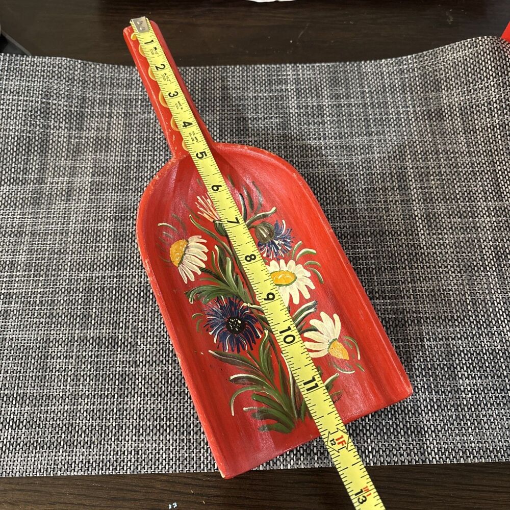 1985 Signed Primitive Style Hand-Painted Wooden Carved Scoop Folk Art Handgemalt - Picture 11 of 12
